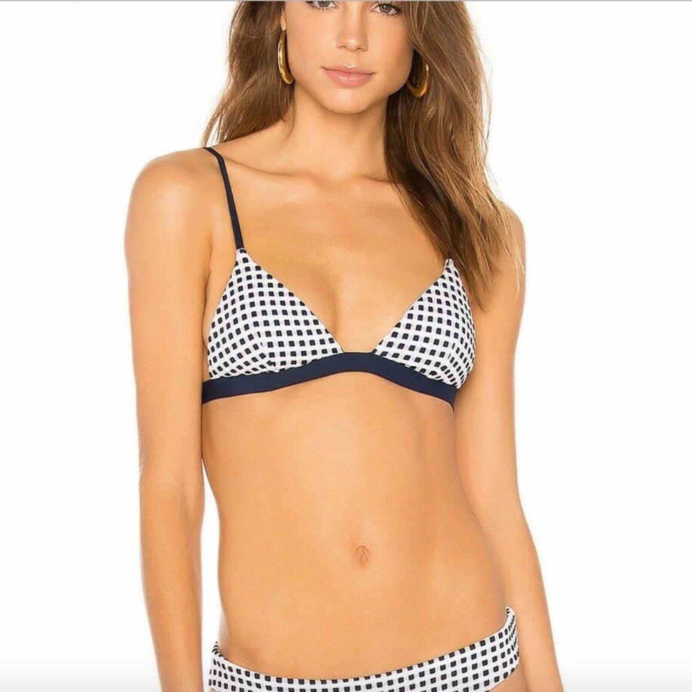 NWT $95 Onia‎ Danni Triangle Bikini Top in Blue Shadow [SZ XL ]